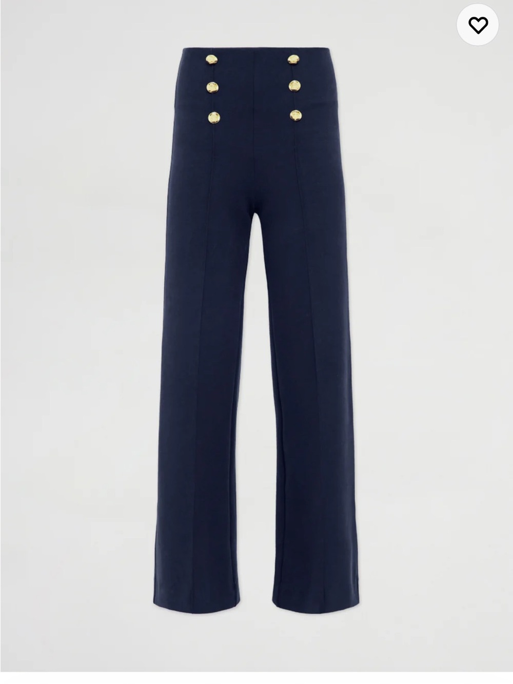 Carbon38 Navy Wide-Leg High-Rise Pants with Gold Button Detail